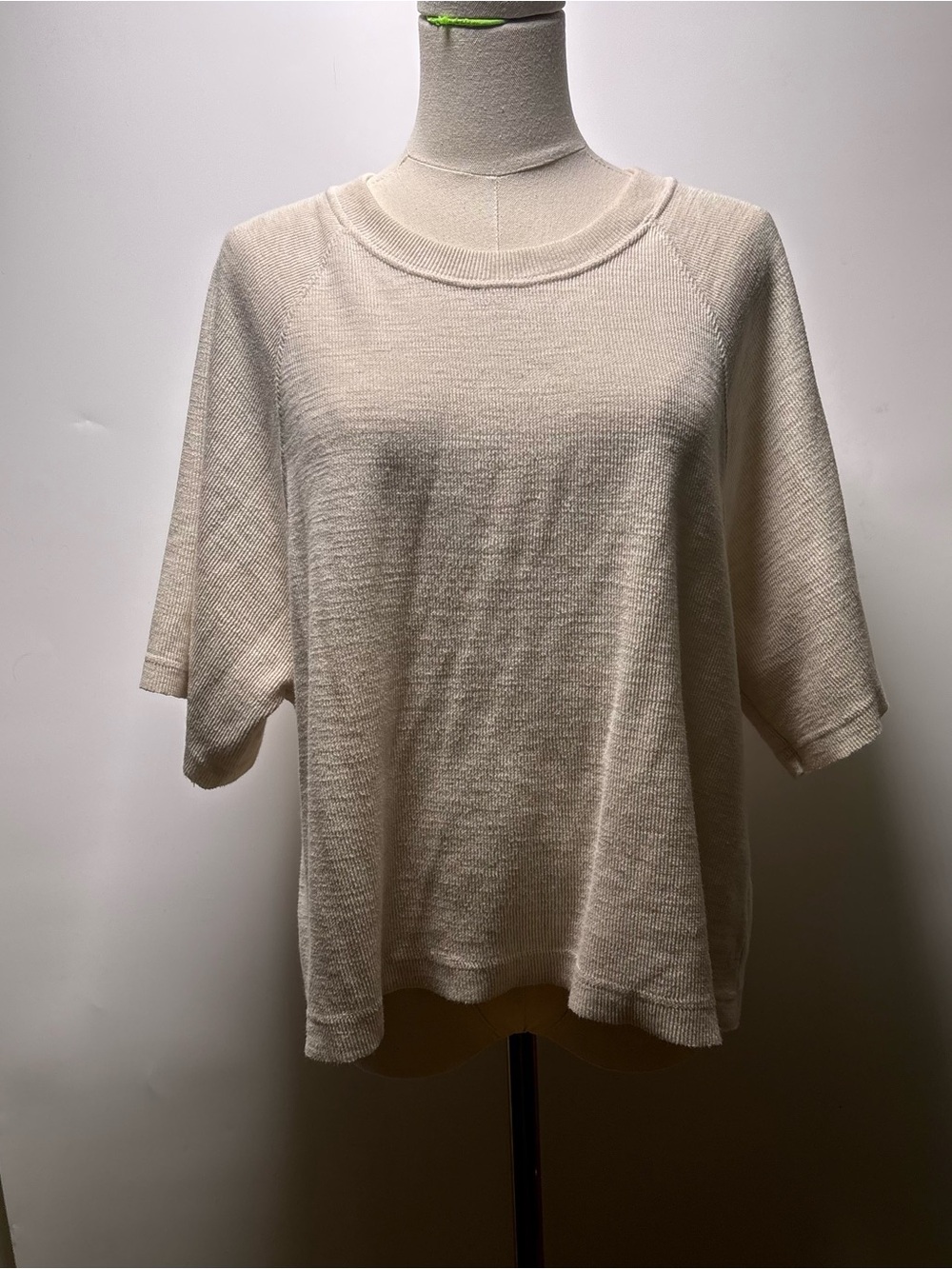 aerie Cream Short-Sleeve Ribbed Top Size L